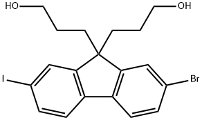 3,3-(2-溴-7-碘-9H-芴-9,9-叉基)二(丙烷-1-醇) 结构式