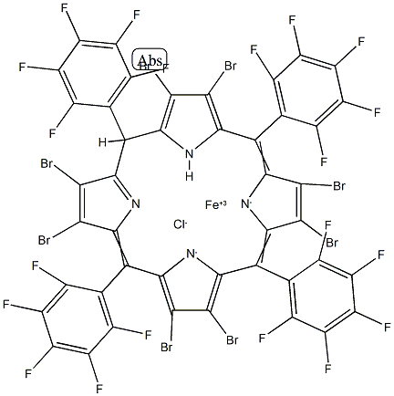 2,3,7,8,12,13,17,18-octabromo-5,10,15,20-tetrakis(pentafluorophenyl)porphyrinato-iron(III) 结构式