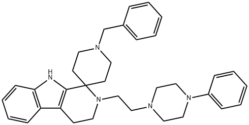 2-(2-(1-phenyl-4-piperazynyl)ethyl)-1,2,3,4-tetrahydro-beta-carboline-1-spiro-4'-N'-benzylpiperidine 结构式