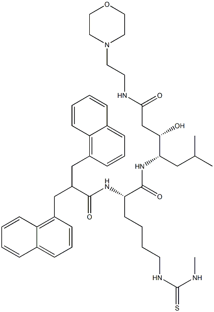 N-[(S)-1-[[[(1S,2S)-2-Hydroxy-1-(2-methylpropyl)-4-[[2-(4-morpholinyl)ethyl]amino]-4-oxobutyl]amino]carbonyl]-5-[[(methylamino)thioxomethyl]amino]pentyl]-α-(1-naphtylmethyl)-1-naphthalenepropionamide 结构式