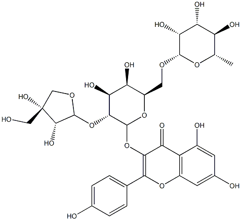 kaempferol 3-O-(apiofuranosyl-(1'''-2'')-rhamnopyranosyl-(1''''-6''))-galactopyranoside 结构式