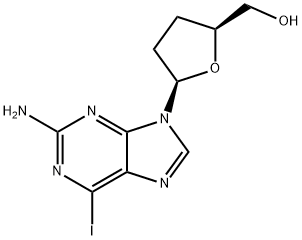 (2S)-5α-(2-Amino-6-iodo-9H-purine-9-yl)tetrahydrofuran-2α-methanol 结构式