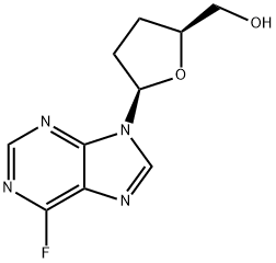 (2S)-5α-(6-Fluoro-9H-purine-9-yl)tetrahydrofuran-2α-methanol 结构式