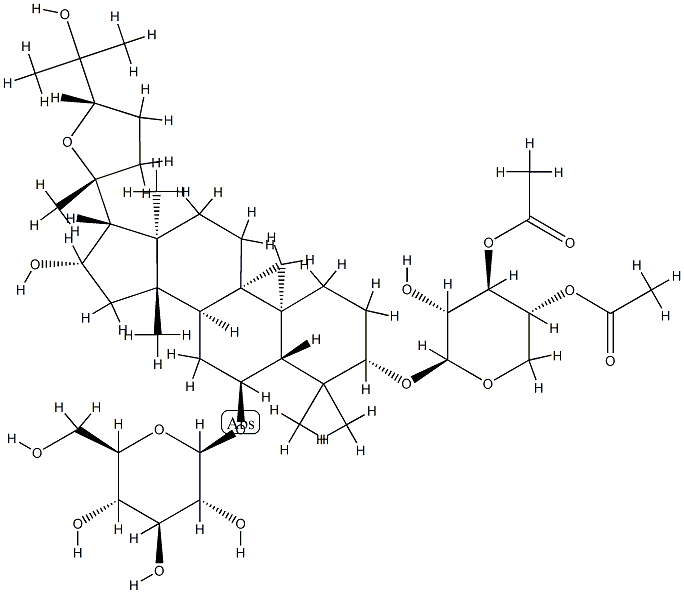 (3Β,6Α,16Β,20R,24S)-3-O-[(3,4-二乙酰基-Β-D-木糖)]-20, 24-环氧-16,25-二羟基-9,19-环羊毛甾烷-6-O-葡萄糖苷 结构式