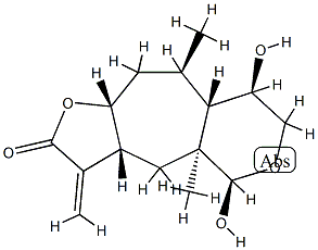 (3aR)-3aα,4,4a,5,7,8,8aα,9,10,10aα-Decahydro-5α,8α-dihydroxy-4aβ,9α-dimethyl-3-methylenefuro[2',3':5,6]cyclohepta[1,2-c]pyran-2(3H)-one 结构式