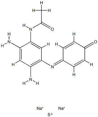 Acetamide, N-[2,4-diamino-5-[(4-oxo-2,5-cyclohexadien-1-ylidene)amino]phenyl]-, reaction products with sodium sulfide (Na2(Sx)), oxidized  结构式