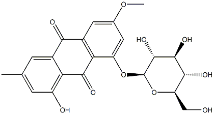 大黄素甲醚-1-O-Β-D-葡萄糖苷 结构式