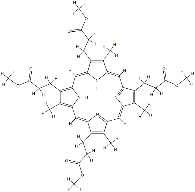 3,8,12,17-Tetramethyl-21H,23H-porphyrin-2,7,13,18-tetrapropionic acid tetramethyl ester 结构式