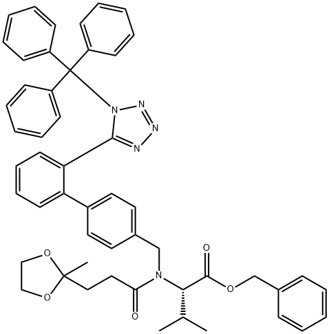 N-[(2’-Trityltetrazol[1,1'-biphenyl]-4-yl)methyl]-N-[3-(2-methyl-1,3-dioxolan-2-yl)-1-oxopropyl]-L-valine Benzyl Ester 结构式
