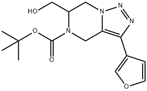 叔-丁基 3-(呋喃-3-基)-6-(羟甲基)-6,7-二氢-[1,2,3]三唑并[1,5-A]吡嗪-5(4H)-甲酸基酯 结构式