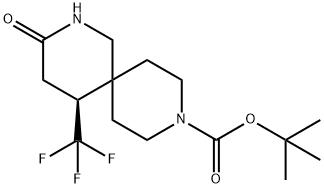 (S)-叔-丁基 3-氧亚基-5-(三氟甲基)-2,9-二氮杂螺[5.5]十一烷-9-甲酸基酯 结构式