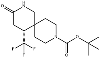 (R)-叔-丁基 3-氧亚基-5-(三氟甲基)-2,9-二氮杂螺[5.5]十一烷-9-甲酸基酯 结构式