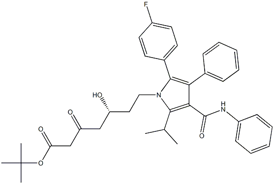 (R)-叔-丁基 7-(2-(4-氟苯基)-5-异丙基-3-苯基-4-(苯氨羰基)-1H-吡咯-1-基)-5-羟基-3-氧亚基庚酯 结构式