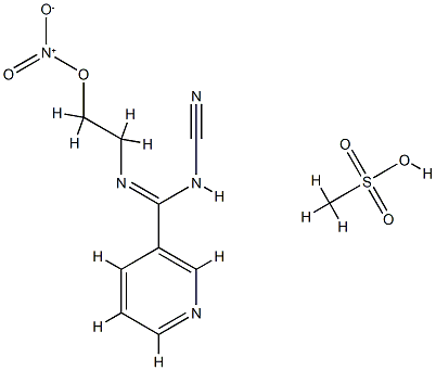 N-cyano-N'-(2-nitroxyethyl)-3-pyridinecarboximidamide methanesulfonate 结构式