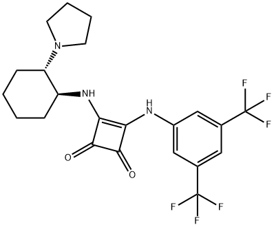 3-[[3,5-双(三氟甲基)苯基]氨基]-4-[[(1S,2S)-2-(1-吡咯烷基)环己基]氨基]-3-环丁烯-1,2-二酮 结构式