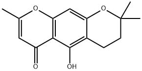 3,4-Dihydro-5-hydroxy-2,2,8-trimethyl-2H,6H-benzo[1,2-b:5,4-b']dipyran-6-one 结构式