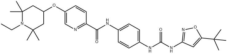 N-[4-[[[[5-(叔丁基)-3-异恶唑基]氨基]羰基]氨基]苯基]-5-[(1-乙基-2,2,6,6-四甲基-4-哌啶基)氧基]-2-吡啶甲酰胺 结构式