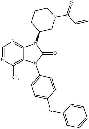 6-氨基-7,9-二氢-9-[(3S)-1-(1-氧代-2-丙烯-1-基)-3-哌啶基]-7-(4-苯氧基苯基)-8H-嘌呤-8-酮 结构式