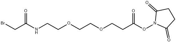 溴乙酰氨-二聚乙二醇-琥珀酰亚胺酯 结构式