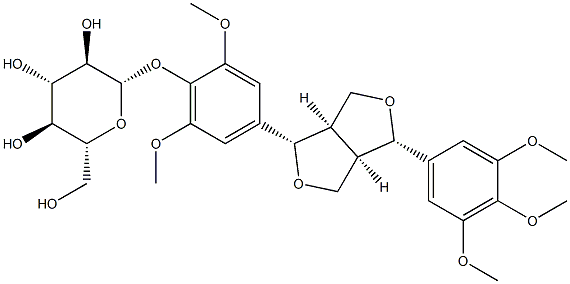 4-[(1S,3aR,4S,6aR)-1-(3,4,5-Trimethoxyphenyl)tetrahydro-1H,3H-furo[3,4-c]furan-4-yl]-2,6-dimethoxyphenyl β-D-glucopyranoside 结构式