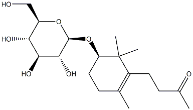 (1R)-2,2,4-Trimethyl-3-(3-oxobutyl)-3-cyclohexen-1β-yl β-D-glucopyranoside 结构式