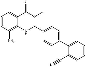 3-氨基-2-[(2-氰基联苯-4-基)甲基]氨基苯甲酸甲酯 结构式