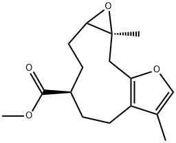 1a,2,3,4,5,6,10,10a-Octahydro-7,10a-dimethyloxireno[8,9]cyclodeca[1,2-b]furan-4-carboxylic acid methyl ester 结构式