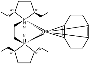 (-)-1,2-双[(2R,5R)-2,5-二乙基膦]乙烷(1,5-环辛二烯)铑(I)四氟硼酸盐 结构式