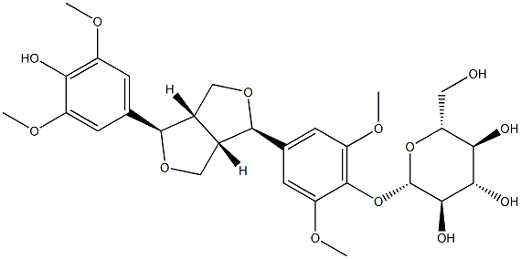 (-)-丁香树脂酚-4-O-BETA-D-吡喃葡萄糖苷 结构式