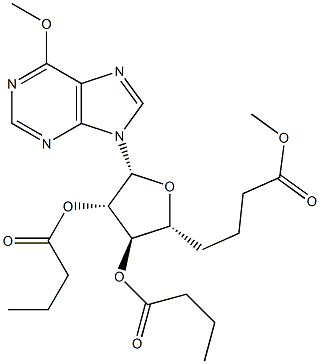 6-Methoxy-9-[2-O,3-O,5-O-tris(1-oxobutyl)-β-D-arabinofuranosyl]-9H-purine 结构式