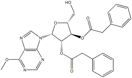 6-Methoxy-9-[2-O,3-O-bis(phenylacetyl)-β-D-arabinofuranosyl]-9H-purine 结构式