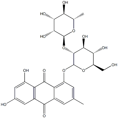 1,6,8-trihydroxy-3-methylanthraquinone 1-O-rhamnosyl(1-2)glucoside 结构式