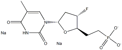 1-(2',3',5',6'-tetradeoxy-3'-fluoro-6'-phosphono-erythro-hexofuranosyl)thymine 结构式