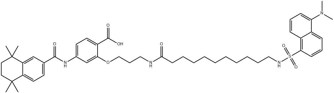 2-(aminopropyl-1-oxyl)-4-((5,6,7,8-tetrahydro-5,5,8,8-tetramethyl-2-naphthalenyl)carboxamido)benzoic acid 结构式