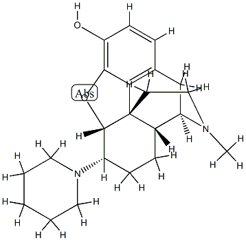 4,5α-Epoxy-17-methyl-6α-piperidinomorphinan-3-ol 结构式