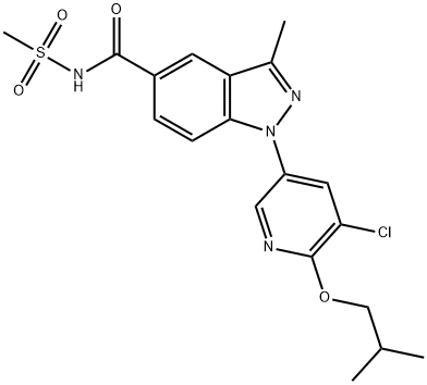 1-[5-CHLORO-6-(2-METHYLPROPOXY)PYRIDIN-3-YL]-3-METHYL-N-METHYLSULFONYLINDAZOLE-5-CARBOXAMIDE 结构式