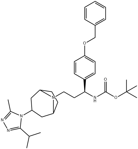 N-Des1-(4,4-difluorocyclohexanecarbonyl) N-tert-Butyloxycarbonyl 4-Benzyloxyphenyl Maraviroc 结构式