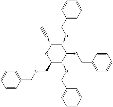 2,6-脱水-7,8-二脱氧-1,3,4,5-四-O-(苯基甲基)-D-甘油型-L-古洛-辛-7-炔糖醇 结构式