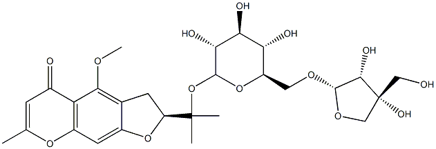 5-O-甲基维斯阿米醇-4'-O-Β-D-呋喃芹糖基-(1→6)-Β-D-吡喃葡萄糖苷 结构式