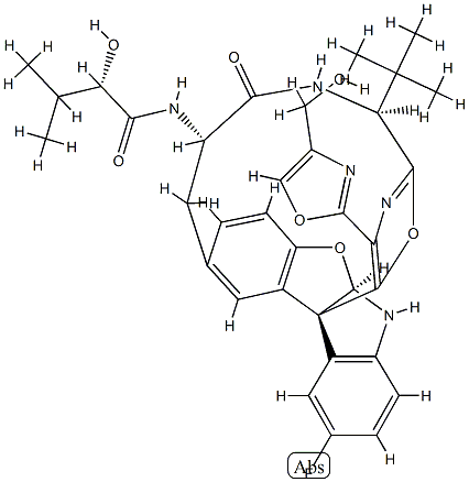 (S)-N-((15aR,110bS,3S,6S)-3-(tert-butyl)-19-fluoro-24-(4-(hydroxymethyl)oxazol-2-yl)-5-oxo-15a,110b-dihydro-16H-4-aza-1(10b,2)-benzofuro[2,3-b]indola-2(5,2)-oxazolacycloheptaphane-6-yl)-2-hydroxy-3-methylbutanamide 结构式