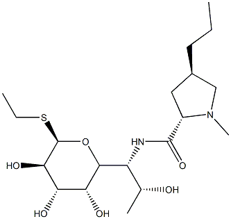 Ethyl 6,8-dideoxy-6-[[[(2S,4R)-1-methyl-4β-propyl-2α-pyrrolidinyl]carbonyl]amino]-1-thio-D-erythro-α-D-galacto-octopyranoside 结构式