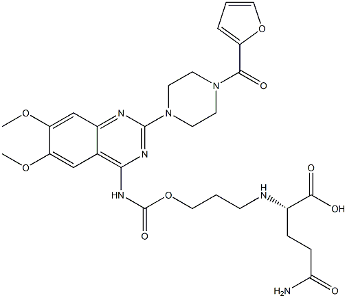 poly-N(5)-(3-hydroxypropylglutamine)-prazosin carbamate 结构式