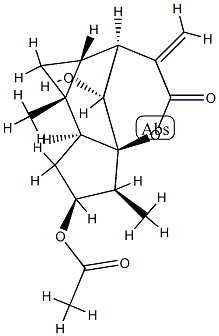 (2S,7aα,8bβ,9R)-2,3,6,7,7a,8,8a,8b-Octahydro-2α-acetoxy-3α,8aα-dimethyl-6-methylene-9-hydroxy-3aβ,7β-methano-3aH-cyclopenta[b]cyclopropa[d]oxocin-5(1H)-one 结构式