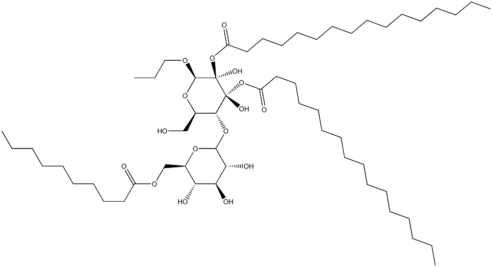 1(3),2-dipalmitoyl-3(1)-(glucopyranosyl-(6-decanoyl)-(1-4)-glucopyranosyl)-glycerol 结构式