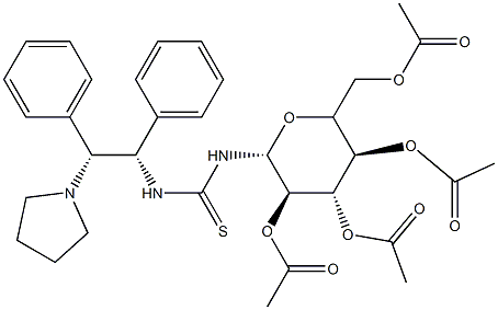 N-[(1S,2S)-1,2-二苯基-2-(1-吡咯烷基)乙基]-N'-(2,3,4,6-四-O-乙酰基-Β-D-吡喃葡萄糖基)硫脲 结构式