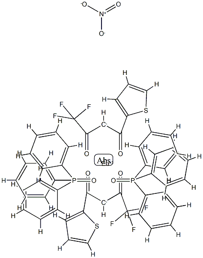 双[4,4,4-三氟-1-(2-噻吩基)-1,3-丁二酮]双(氧化三苯基膦)铕硝酸盐 结构式