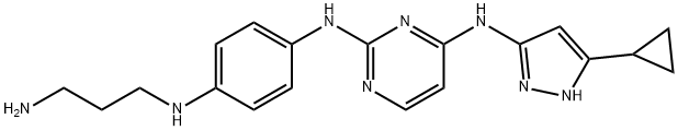 N2-[4-[(3-氨基丙基)氨基]苯基]-N4-(5-环丙基-1H-吡唑-3-基)-2,4-嘧啶二胺 结构式