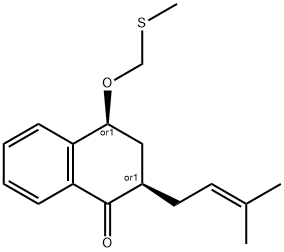 (2R,4S)-REL-3,4-二氢-2-(3-甲基-2-丁烯-1-基)-4-[(甲硫基)甲氧基]-1(2H)-萘酮 结构式