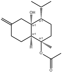(1R,4S,4AR,8AR)-REL-八氢-1-甲基-6-亚甲基-4-(1-甲基乙基)-1,4A(2H)-萘二酚 1-乙酸酯 结构式
