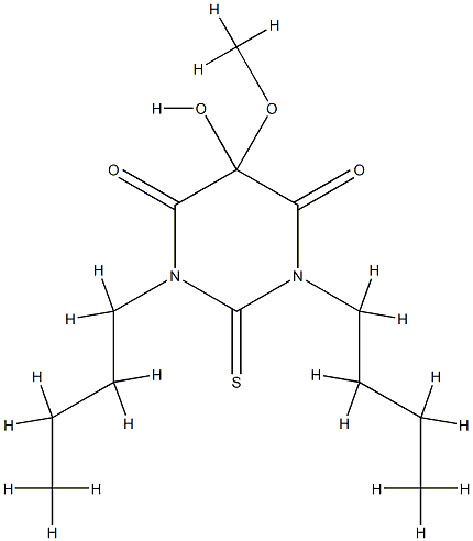 1,3-dibutyl-5-hydroxy-5-methoxy-2-sulfanylidene-1,3-diazinane-4,6-dion e 结构式